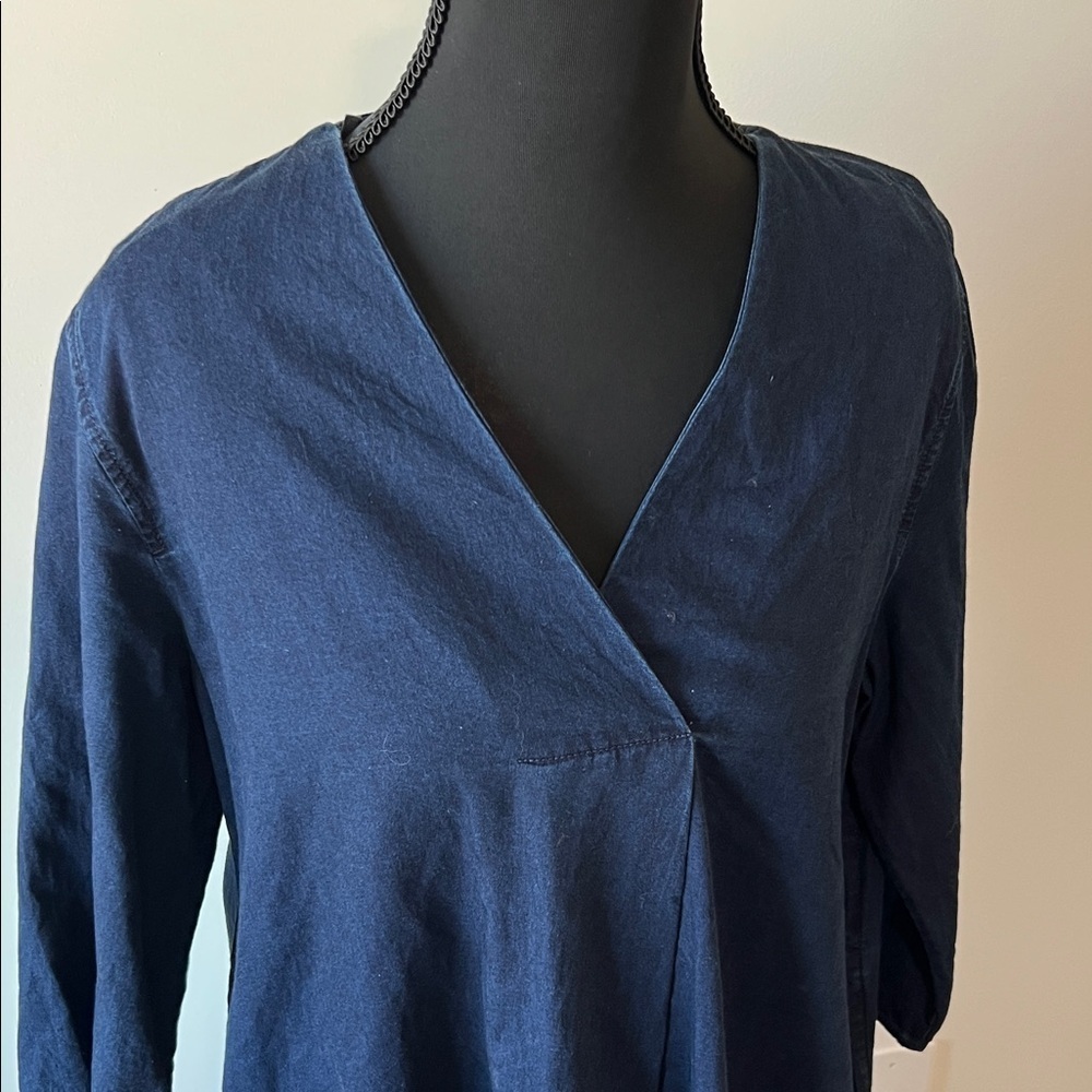 COS Oversized Washed 100% Cotton/Light Denim Blue Cocoon Dress with Pockets - Picture 3 of 9